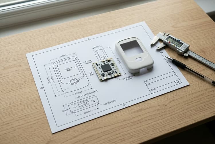 인쇄 도면과 같은 도면대로 만들어진 시제품 PCB·외형 부품 사례 이미지